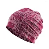 Berets 2023 Cotton Autumn Winter Skallies Cap Beanie Hat Print Turban Scarf Dual Use for Men and Women 47