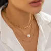 Catene Girocollo con perle barocche vintage Collana con pendente a doppio strato per le donne Accessori per il collo con catena di perline da sposa