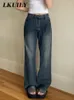 Jeans pour femmes Taille haute Femmes Baggy Mode Pantalon à jambe droite Y2K Denim Pantalon Vintage Lâche Bleu Lavé Maman 230202