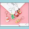 Nyckelringar Fashion Cartoon Cute Sile Sile Keychain Santa Bear Elk Christmas Tree Snowmen Chain Keyring For Bag Car Jewelry Drop Delive OT4UI