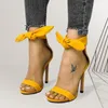 Sandaler stor storlek kvinnor sommar sexig stilett hög klack båge romerska damer mode ankel rem snörning skor svart