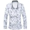 Men's Casual Shirts Men's Shirt Large Size Business Leisure Print Long Sleeve Slim Male Brand 5XL 6XL 7XL