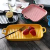 Dinnerware Sets Double Ear Baked Rice Baking Plate Nordic Creative Tableware Dish Home Breakfast Ceramic Disc Set