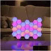 Night Lights Led Douyin Quantum Induction Lamp Optional Background Light Six Decorative Wall Restaurant Honeycomb Remote Control Dro Dhnut