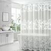 Rideaux de douche translucide blanc fleur rideau imperméable PEVA brouillard avec crochet salle de bain écran décor accessoires