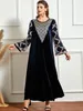 Casual Dresses Retro Style Ladies Elegant Women Long-Sleeved Dress Sleeve Stitching Brodery Decoration Jacquard Bankett Abaya