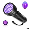 Tochas lanterna de LED UV 51 LEDs 395nm Tra Violet Torch L￢mpada de luz Blacklight Blacklight para manchas de animais de estima￧￣o de urina e queda de percevejos de dh6hf