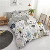 Set di biancheria da letto Decorazioni a tema bosco Set di animali simpatico cartone animato Copripiumino per bambini Doppia trapunta completa in poliestere per bambini Ragazzi e ragazze