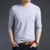 남자 티셔츠 패션 브랜드 T 셔츠 남자 v neck street웨어 탑 트렌드 머서린 한국 긴 슬리브 티 남자 의류 230203