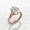 Anillo solitario AAA Zirconia cúbica cuadrada alianzas de boda compromiso s para mujeres romántico Color oro rosa regalo nueva joyería de moda Y2302