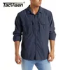 Men's Casual Shirts TACVASEN Summer Tactical Mesh Breathable Long Sleeve MultiPockets Work Cargo Quick Dry Military Army 230202