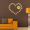 Wall Clocks 58x65cm 3D Novelty Mirror DIY Clock Big Digital Watch With Hearts Acrylic LOVE Decal Sticker Adesivo De Parede