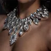 Exagero de gargantilha Multilayer Rhinestone Chain Chain Chain Luxury Crystal Declaration Colar para Women Banquet Jewelry Acessórios