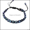 Linkketen mode sieraden Turkse gelukkige handgemaakte geweven armband voor vrouwelijke herenarmbanden met 6 mm blauwe ogen chram verstelbare kralen ot3wk