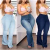 Dames plus size broek plus maat wit blauw stretchy flare Jean vrouwen 5xl hoge taille wijd been vintage bell bottom denim broek moeder indie gestapelde jeans 230203