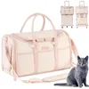 Kattbärare Portable Bag Oxford foldble rosa hundbärare utgående resor andas husdjur handväska för valpkatter transport