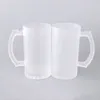 Großhandel 16 Unzen Sublimationsgläser Becher mit Griff klar gefrostet Weingläser Wärmeübertragungsdruck Mattierte Tasse Transparente Glastasse 002