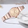 Нарученные часы простые модные часы розового золота для женщин минималистский стиль повседневные женские кварцевые нержавеющие.