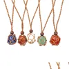 Pendant Necklaces Healing Crystal Natural Stone Weave Net Bag Charms Green Pink Opal Rope Chain Wholesale Christmas Jewelry Dhgarden Dhmii