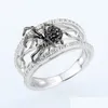Band Rings Fashion Jewelry Black Spider Ring Zircon Diamond Drop Delivery Dhqnh