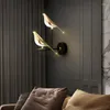 Lampa ścienna nowoczesne srokło nordyckie kreatywne złotą sypialnię ptaków nocna 360 stopni Rotacja wymienna led home deco