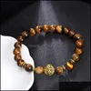 Beaded Strands 8Mm Tiger Eye Beads Bracelet Fashion Jewelry Wholesale Natural Stone With Buddha Charm Men Bracelets Bangle Lion Dro Ot8M4