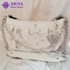 Sacos de noite Xiuya Harajuku Gótico Ombro Mulheres Vintage Cross Clip Pearl Chain Goth Plissado Dumplings Bolsa Mulher Embreagem 230203