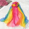 Scarves HUISHI Luxury Goods Brand Scarf Woman Muslim Hijab Silk Chiffon Female Shawl Gradient Color Poncho Bandana Fashion Wrap Sca