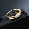 Ring Luxury 18k Real Gold Plated Dating Jewelry For Girls Designer Cubic Zircon Flower Bridal Engagement Promise Marriage Y2302