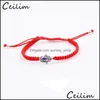 Chaîne à maillons Mode Chaîne Rouge Hamsa Main Chanceux Evil Blue Eye Bracelet Corde Tressée Boho Festival Chic Pour Femmes Filles Charme Bijoux Otgjb