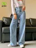 Damesjeans goplus vrouw y2k wide been broek hoge taille moeder Koreaanse mode denim broek blauw jean pantalon grote femme c11855 230202