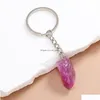 Keychains Lanyards Irregar Ore Crystal Opal Natural Stone Nyckelringar Rough Gem Charms Healing Keyrings For Women Men Drop D DHGARDEN DHB7I