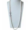 Цепочки модные украшения бесплатно шиппин элегантные отдельные пряди 9-10 мм южного моря белый круглый жемчужный ожерелье 35 дюйм