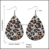 Boucles d'oreilles en cuir imprimé léopard de mode de charme fausse fourrure de cheval évider larme double face pendante pour femmes bijoux livraison directe Otkbd