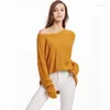 Dames truien 2023 lente en herfst dames trui diagonale kraag mode gebreide shirt oversized casual losse top