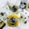 Kuddefodral Bee täcker 18x18 Uppsättning av 4 kudde bondgård kast kuddar vårens hemdekorationer för soffdekor