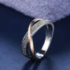 12st Fresh Two Tone X Shape Cross Ring for Women Wedding Trendy Jewelry