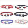 Catena a maglie Fibbie europee Bracciale di sopravvivenza Fascino a ferro di cavallo Corda intrecciata stile marina Paracord per uomo Donna Gioielli Regali Drop Del Otpvj