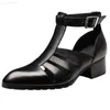 Sandalet Yaz Erkek Hakiki Deri Elbise erkek ayakkabısı 5 cm Yüksek Topuklu Rahat Iş Yükseklik Sandalet Sivri Burun Nefes