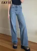 Jeans pour femmes Taille haute Femmes Baggy Mode Pantalon à jambe droite Y2K Denim Pantalon Vintage Lâche Bleu Lavé Maman 230202
