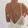 Beaded halsband Fashion Jewelry Beach Style Simple Bride Back Body Chain Ornaments Necklace Sexig faux Pearl Tassel Chest Drop Deliv Dh7pz