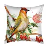 Travesseiro em estilo chinês flor -aquarela e travesseiro de pássaro pêssego de veludo de veludo pintura de pintura de pintura da sala de estar quarto