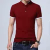 Heren t shirts zomermerk kleding t-shirt mannen massieve mannelijke slanke fit kort mouw katoenen shirt mandarijn kraag casual t-shirts