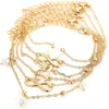 Bracelets de cheville Vintage 5 pièces ensemble coeur tête d'ancre artificielle perle alliage cheville pour femmes 2023 pied bijoux de plage