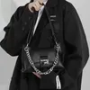 Sacos de noite Xiuya Moto Biker Estilo Mulheres Ombro Vintage Cool Messenger Feminino com Corrente Pequena Praça Satchel Mulher 230203