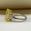 Anillo de solitario Cristal de lujo Rectángulo transparente Rosa para accesorios de dedo de boda nupcial Plata de moda 925 Regalo de joyería de mujer Y2302