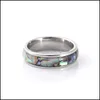 Cluster Rings Shellhard Abalone Shell Stainless Steel Finger Wedding Bands For Men Women Comfort Fit Size 612 Lovers Couples Ring Wh Ot7Kx