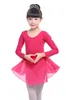 Bühnenkleidung für Kinder, Mädchen, langärmelig, Baumwolle, Tüll, Tutu, Ballett, Tanztrikot, Kleid für Performance, Tanzkleidung, Kleidung mit gebundenem Chiffon-Rock