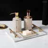 Set di accessori per il bagno Dispenser di sapone liquido in ceramica Erogatore di lozione Bottiglia Portaspazzolino Set di accessori per il bagno in oro