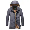 Mens Down Winter Hooded Plus Velvet Padded Cotton Coat 8xl Detachable Hood Ware WindproofとCold Proof